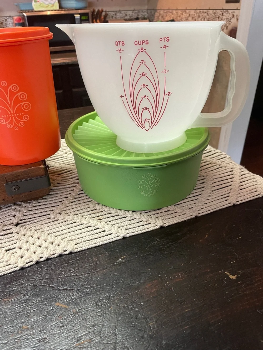 Vintage Tupperware Orange Decorative Kitchen Canister Set (4) with Bonus Items
